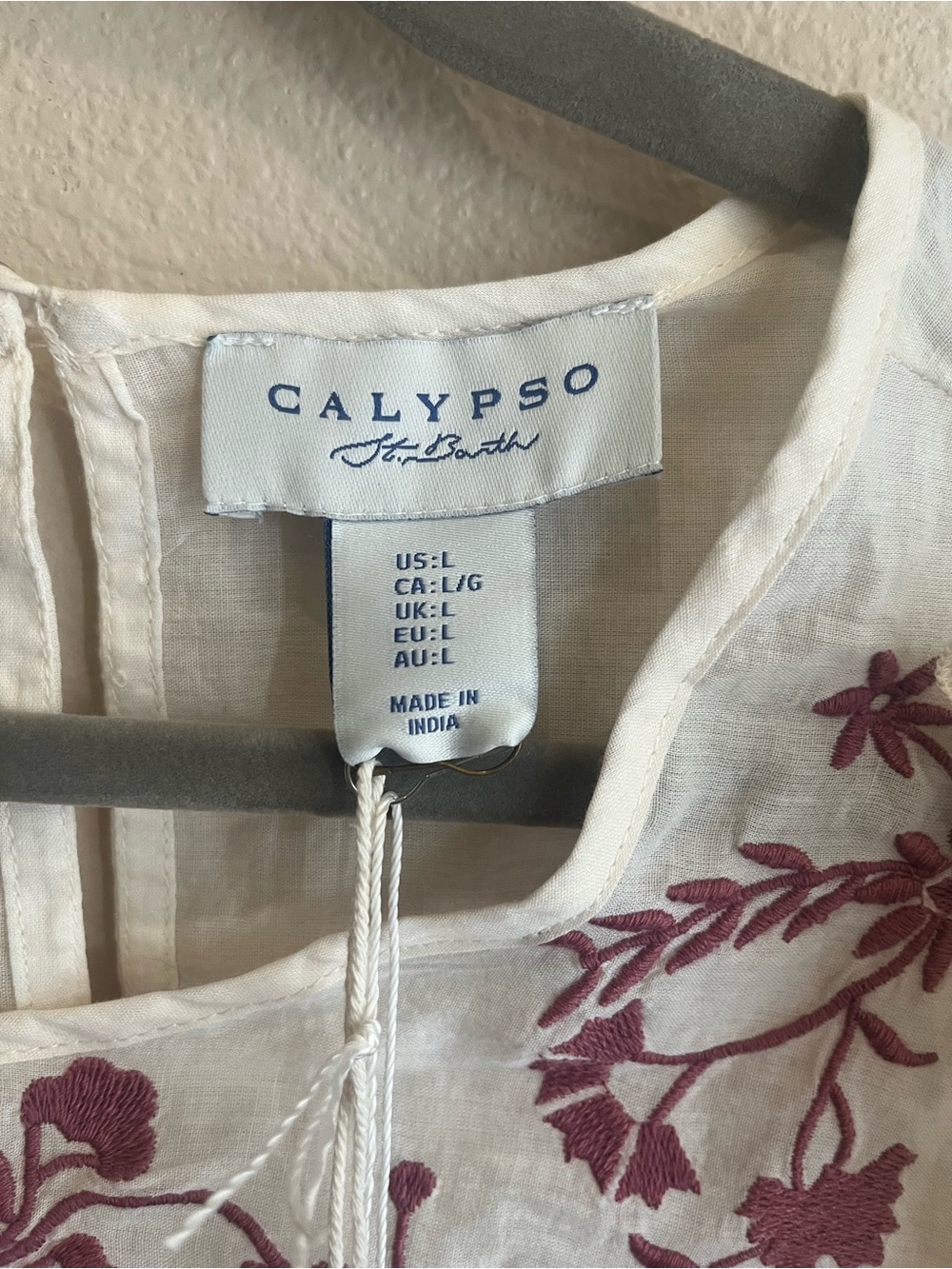 Calypso St. Barth Ivory Blouse with Rose Embroidery - Picture 5 of 5